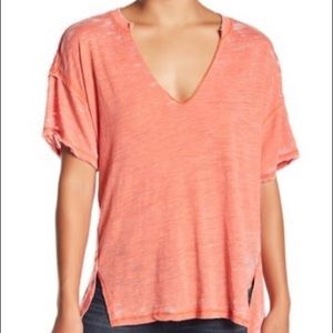 Free People We the Free Coral Maddie Burnout Tee